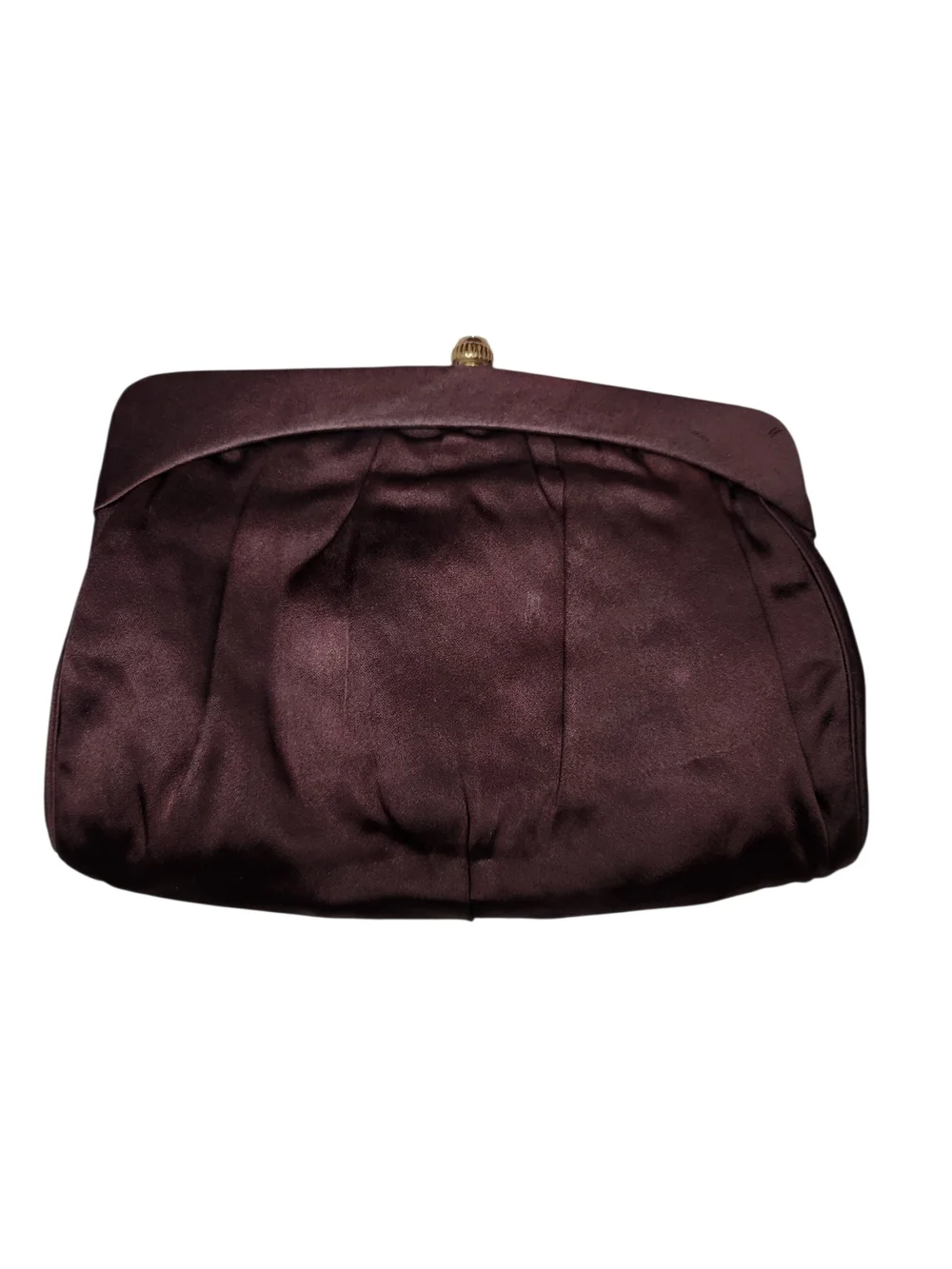 Vintage 1950s Morris Moskowitz MM Brown Satin Rhinestone Evening Clutch